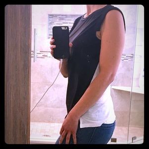 All Saints black&white sleeveless tee